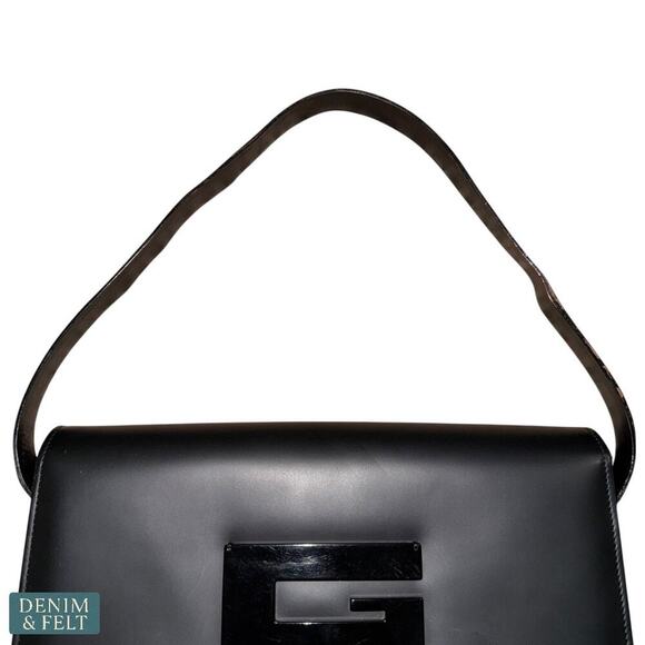Gucci Vintage Black Smooth Leather Shoulder Bag/Purse 001 3063 G Logo Flap - Picture 15 of 16
